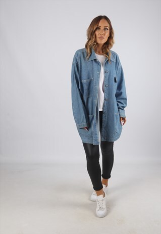 VINTAGE DENIM JACKET OVERSIZED SHIRT LONG LONGLINE 18 (9AZ)