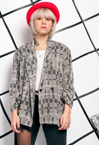 GRUNGE BLAZER - 80S VINTAGE GREY JACKET