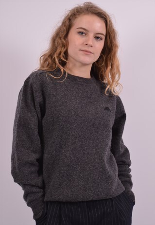 KAPPA WOMENS VINTAGE JUMPER SWEATER MEDIUM GREY 90S