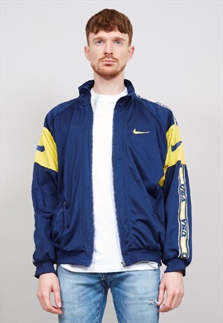 VINTAGE 90'S NIKE BLUE / YELLOW TRACKSUIT SPORTS JACKET