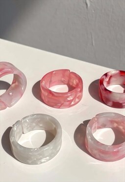 Festival acrylic fashion marble ring stacking set
