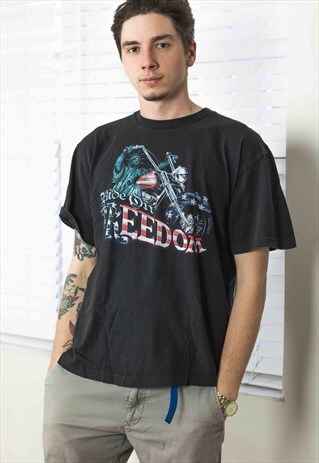 VINTAGE BIKER T-SHIRT LOGO 90S L 7.3