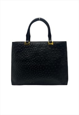 Vintage Black 1990s Leather Top Handle Work Bag