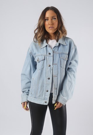 VINTAGE DENIM JACKET OVERSIZED FITTED UK 12 MEDIUM (GBCJ)
