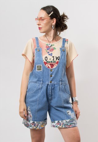 Vintage 80's overalls denim shortalls dungarees women
