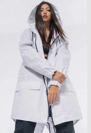 WINDBREAKER PARKA COAT IN WHITE