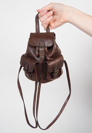 DARK BROWN MINI LEATHER FESTIVAL RUCKSACK