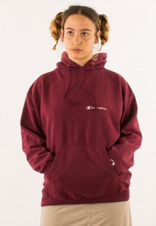 VINTAGE BURGUNDY CHAMPION HOODIE PULLOVER