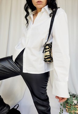 90s retro white minimalist smart basic academia shirt blouse