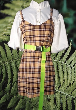 CHECK TARTAN 90S GRUNGE CORDUROY SLIP DRESS