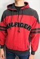 Vintage Tommy Hilfiger 1/4 zip hoodie in red (M)