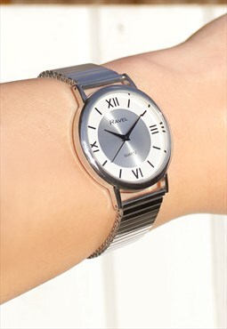 Classic Silver Watch with Expander Strap