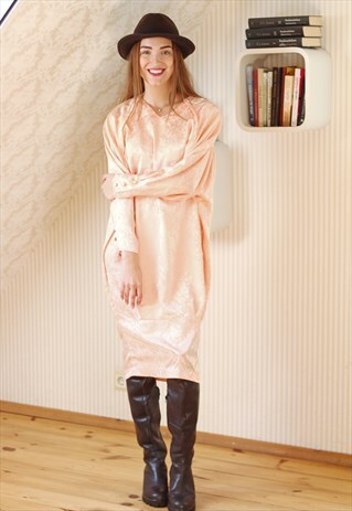 LIGHT ORANGE PEACH BATWING DRESS