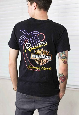 VINTAGE HARLEY-DAVIDSON ROSSITER'S T-SHIRT LOGO 90S M 6.8