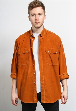 VINTAGE CORDUROY CORD SHIRT ORANGE