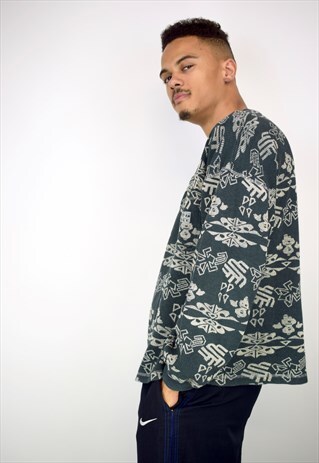 VINTAGE 90'S PATTERNED 3 BUTTON SWEATSHIRT