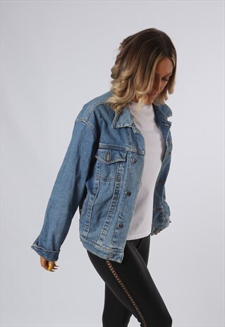 DENIM JACKET OVERSIZED FITTED VINTAGE UK 14 - 16 (34X)