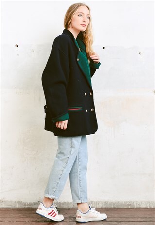 VINTAGE 80S OVERSIZED WOOL PEA COAT