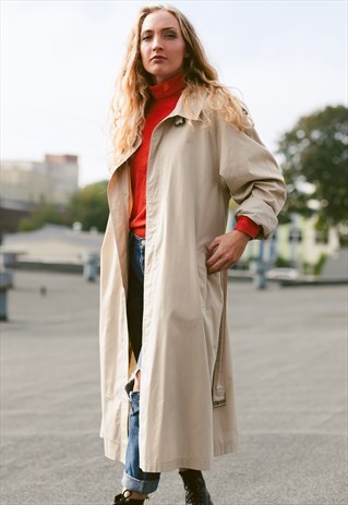 VINTAGE 80S UNISEX BEIGE TRENCH COAT