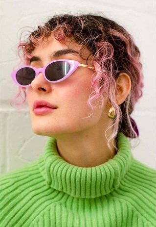 SUPER SKINNY CAT EYE SUNGLASSES WITH BLACK LENSES
