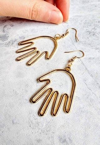 GOLDEN ABSTRACT HAND EARRINGS