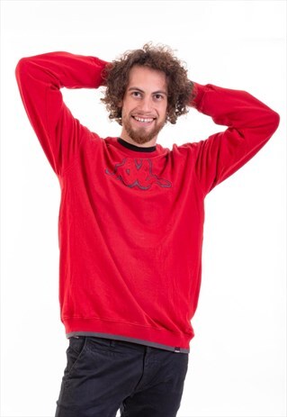 VINTAGE KAPPA CREW NECK SWEATSHIRT IN RED D250