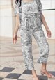 GREY PORCELAIN PRINT THREE PIECE LOUNGE SET