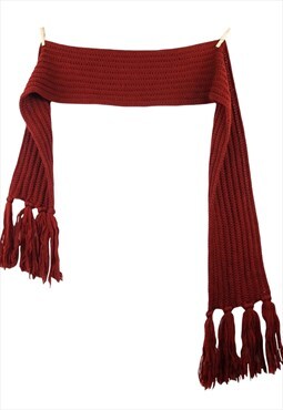 Vintage Scarf 70s Mod Wool Burgundy Red Solid Basic Winter