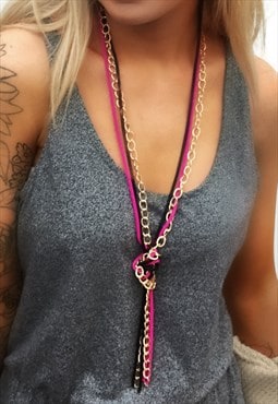 Pink Black & Gold Mesh Necklace