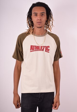 NIKE MENS VINTAGE ATHLETIC T-SHIRT TOP LARGE WHITE 90S