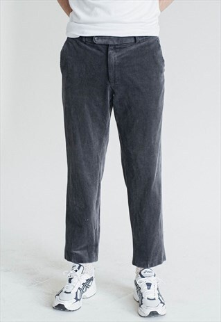 Vintage 90s Straight Fit Grey Corduroy Men Trousers W38