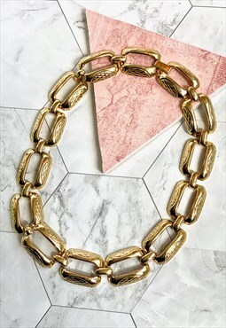 90s Gold Large Link Necklace Chain Vintage Jewellery 