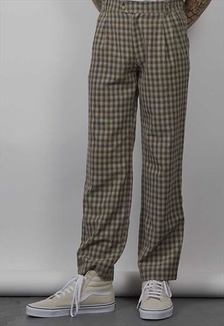 VINTAGE 80'S SERGIO TACCHINI BEIGE CHECK TROUSERS