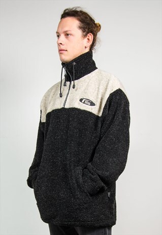 VINTAGE 90'S TEDDY QUARTER ZIP FLEECE JUMPER SWEATER