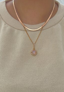 SERPENTINE IROZI. Rose Gold Snake Herringbone Chain Necklace