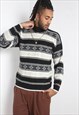 VINTAGE ABSTRACT CRAZY PATTERNED JUMPER MULTI