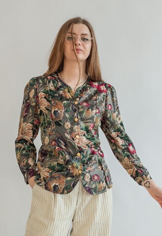 VINTAGE 80S MULTICOLOR PARTY BLOUSE