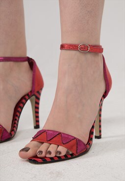 Red n Pink Vintage Geometrical Printed Sandals