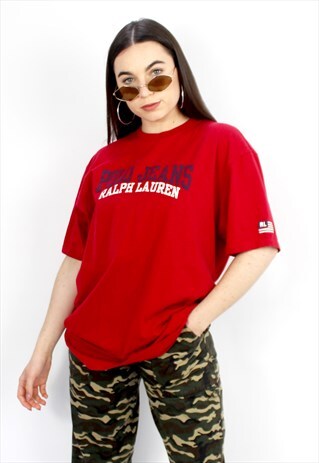 90'S RETRO RED OVERSIZED SPELL-OUT T-SHIRT