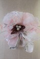 VINTAGE 3D FLOWER REMAKE NECKLACE WHITE PINK