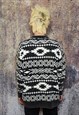 AZTEC SWEATER NATIVE AMERICAN PRINT JUMPER PREMIUM TOP BLACK
