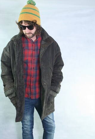 VINTAGE OVERSIZED SUEDE SHEEPSKIN SHERLING LINED JACKET
