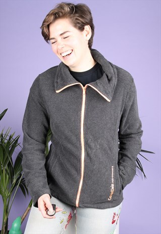 VINTAGE CALVIN KLEIN FLEECE IN GREY AND PINK WITH 1/4 ZIP