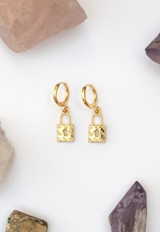 GOLD LOVE LOCKET EARRINGS
