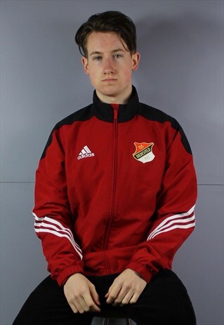 VINTAGE ADIDAS WINDBREAKER JACKET IN RED WITH ZIP POCKETS AN