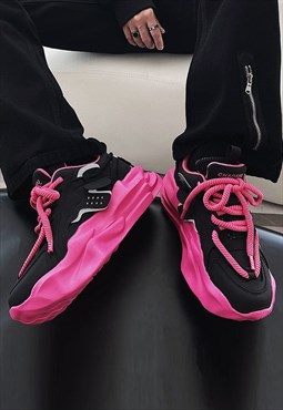 Futuristic sneakers chunky sole trainers platform shoes pink
