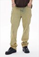  KHAKI WASHED DENIM JEANS PANTS TROUSERS