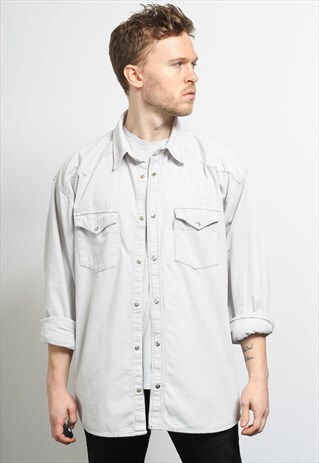 VINTAGE CORDUROY CORD SHIRT WHITE