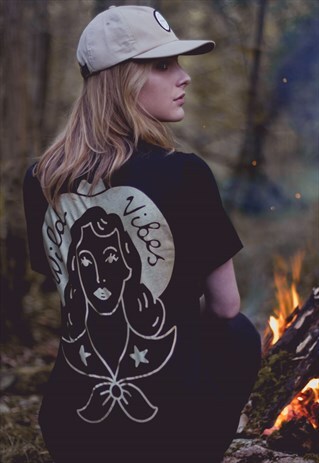 ART DISCO 'WILD VIBES' WASHED BLACK T-SHIRT