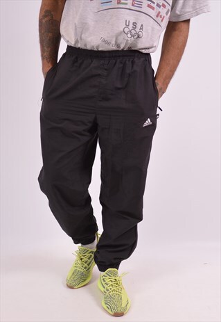 ADIDAS MENS VINTAGE TRACKSUIT TROUSERS MEDIUM BLACK 90S